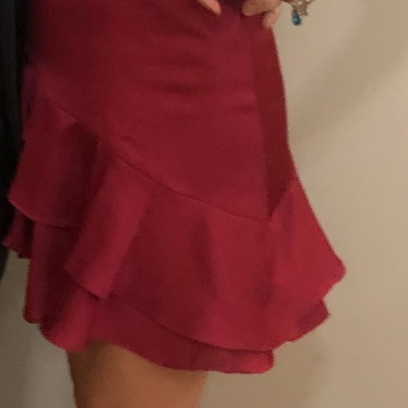 LULUS Red Satin Ruffle Mini Dress - Picture 8 of 10
